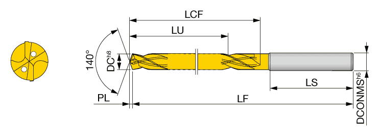 Tungaloy GigaJetDrill DSX-F05 – rozmerový výkres